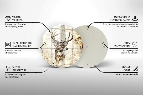 Skärbräda glas unik Rådjur djur illustration