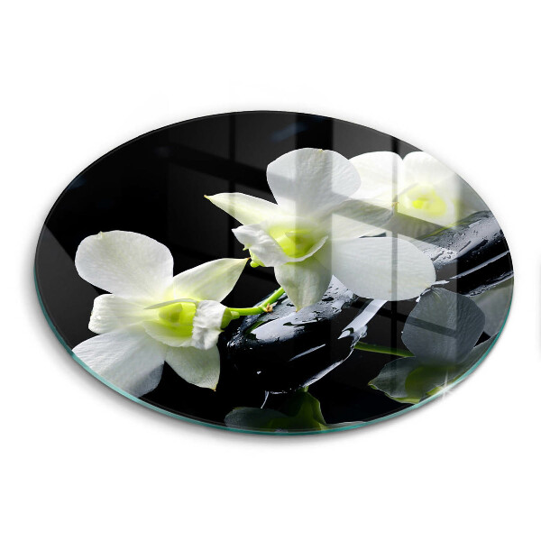 Skärbräda glas unik Vita blommor i Zen vatten
