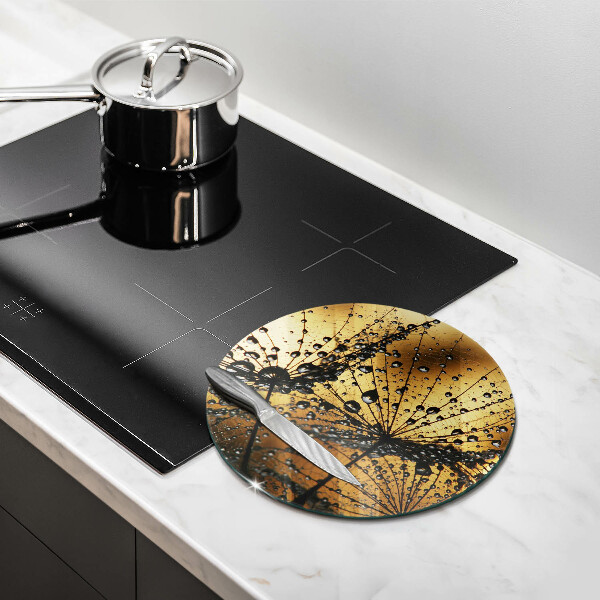 Skärbräda glas unik Dagg och maskrosor