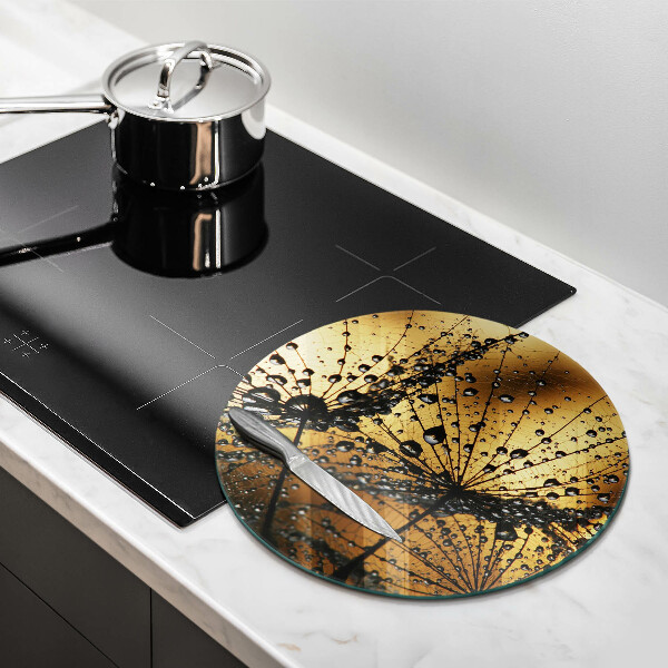 Skärbräda glas unik Dagg och maskrosor