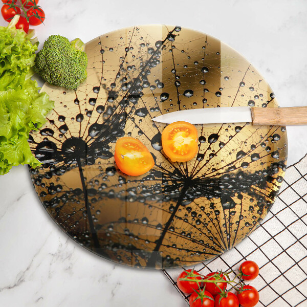 Skärbräda glas unik Dagg och maskrosor