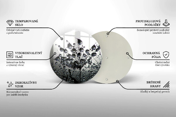 Skärbräda glas unik Maskrosor och dagg
