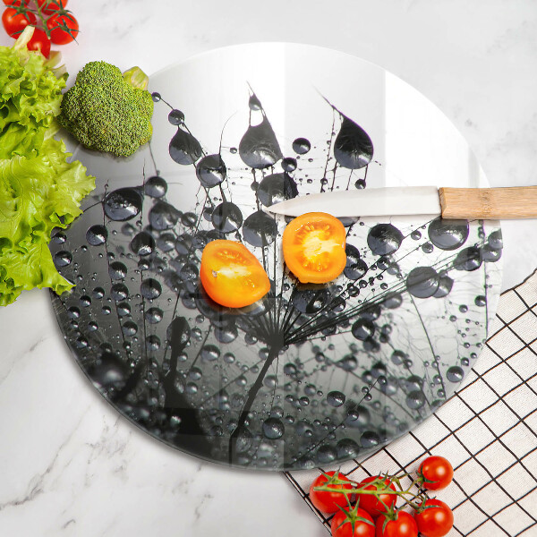 Skärbräda glas unik Maskrosor och dagg