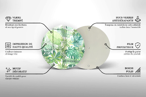 Skärbräda glas unik Akvarell boho blad