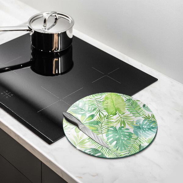 Skärbräda glas unik Akvarell boho blad