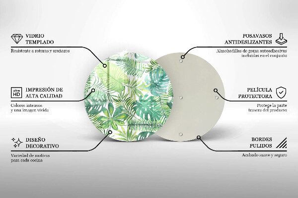 Skärbräda glas unik Akvarell boho blad