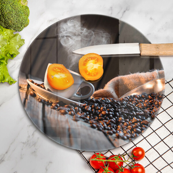 Skärbräda glas unik Kaffekopp och hjärta