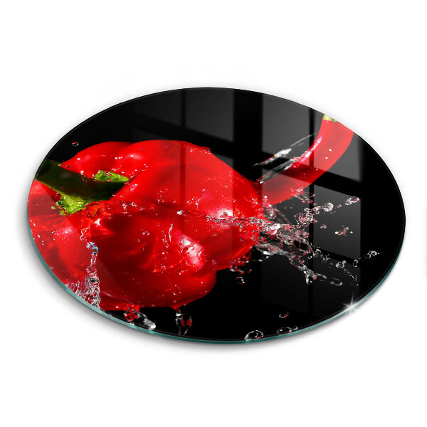 Skärbräda glas unik Röd paprika i vatten