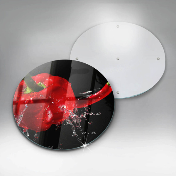 Skärbräda glas unik Röd paprika i vatten