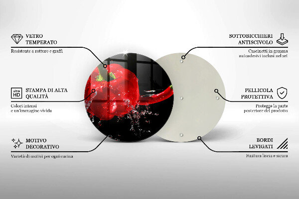 Skärbräda glas unik Röd paprika i vatten