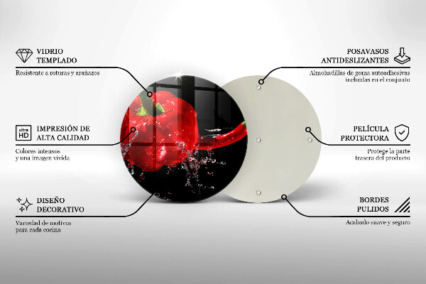 Skärbräda glas unik Röd paprika i vatten