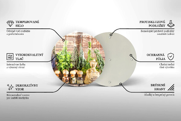 Skärbräda glas unik Örter kryddor och trä