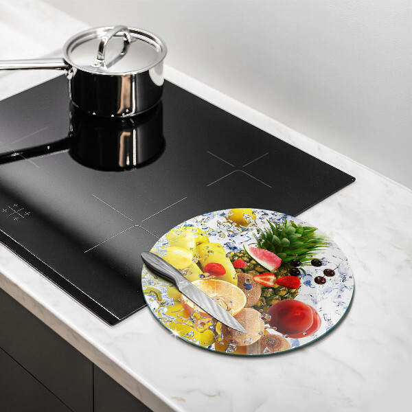 Skärbräda glas unik Saftig frukt och vatten