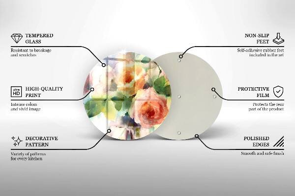 Skärbräda glas unik Målade blommor