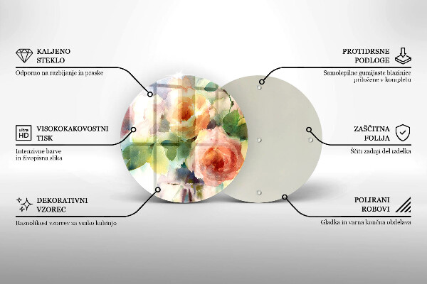 Skärbräda glas unik Målade blommor