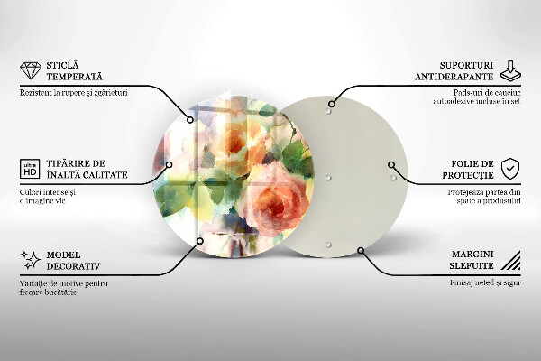 Skärbräda glas unik Målade blommor