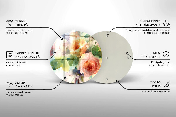 Skärbräda glas unik Målade blommor