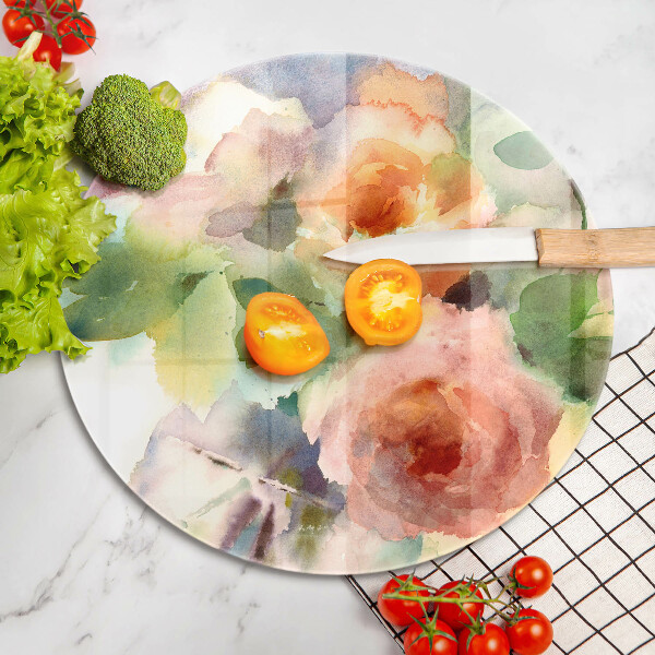 Skärbräda glas unik Målade blommor