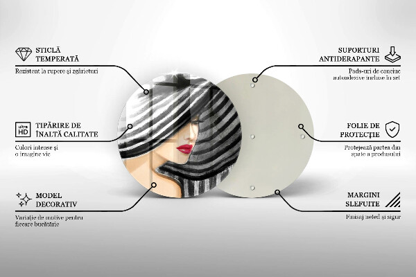 Skärbräda glas unik Kvinna i hatt