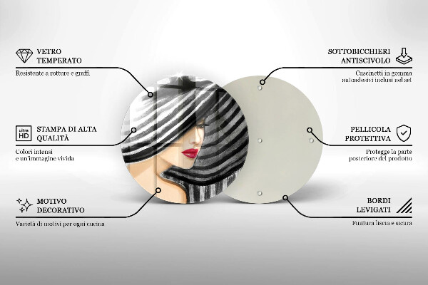 Skärbräda glas unik Kvinna i hatt