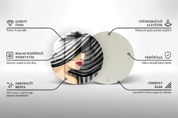 Skärbräda glas unik Kvinna i hatt