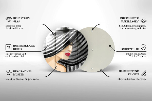 Skärbräda glas unik Kvinna i hatt