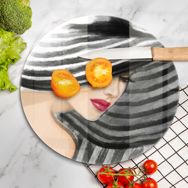 Skärbräda glas unik Kvinna i hatt