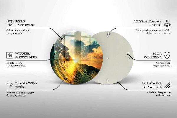Skärbräda glas unik Våg och solnedgång