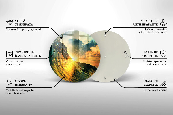 Skärbräda glas unik Våg och solnedgång
