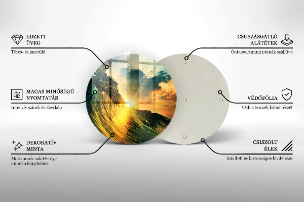 Skärbräda glas unik Våg och solnedgång