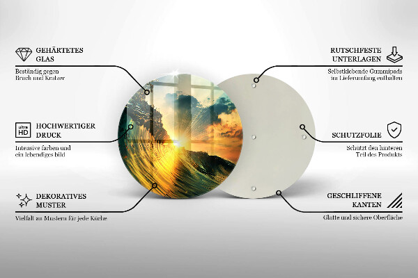 Skärbräda glas unik Våg och solnedgång