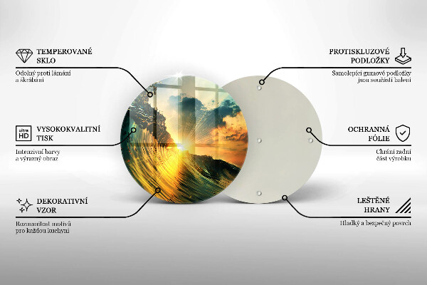 Skärbräda glas unik Våg och solnedgång