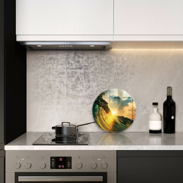 Skärbräda glas unik Våg och solnedgång