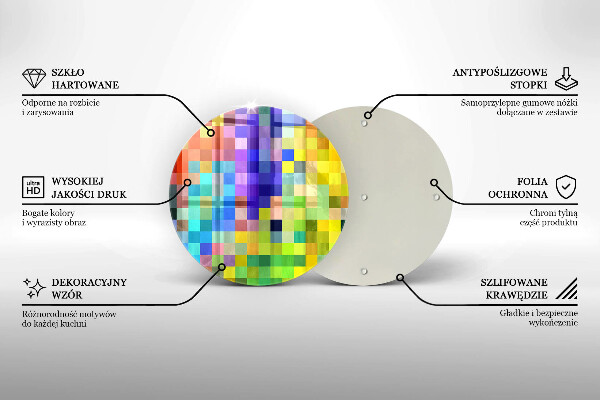 Skärbräda glas unik Färgglada pixel rutor