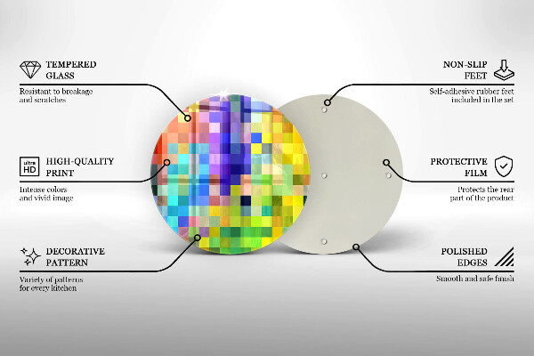 Skärbräda glas unik Färgglada pixel rutor