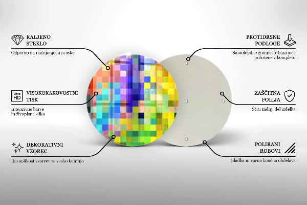 Skärbräda glas unik Färgglada pixel rutor