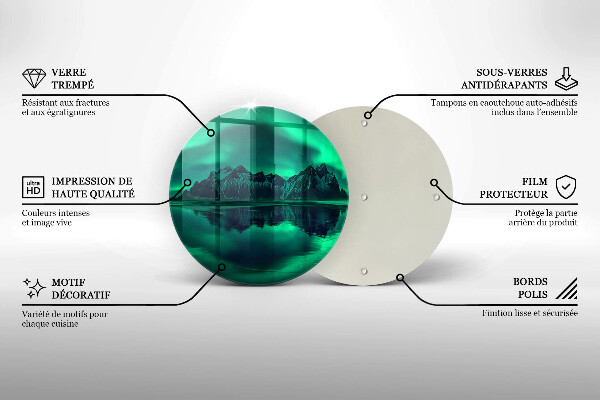 Skärbräda glas unik Norrskenslandskap
