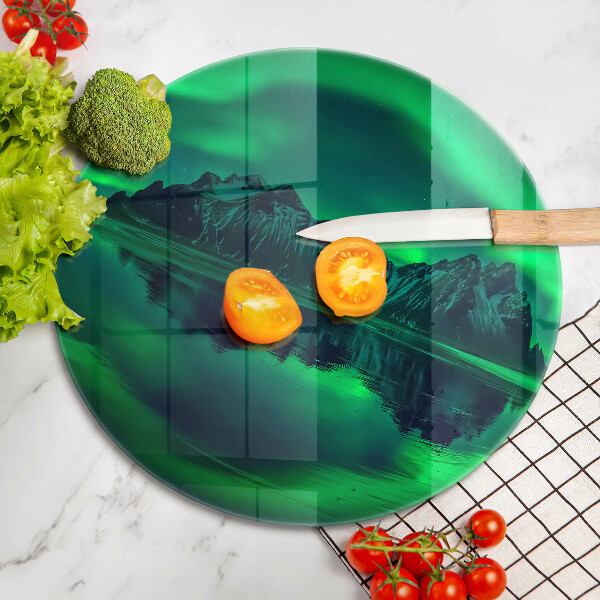 Skärbräda glas unik Norrskenslandskap