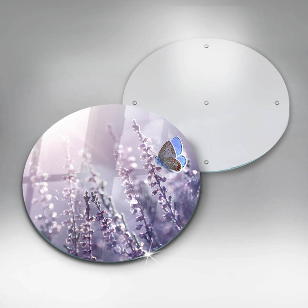Skärbräda glas unik Vildblommor och fjäril