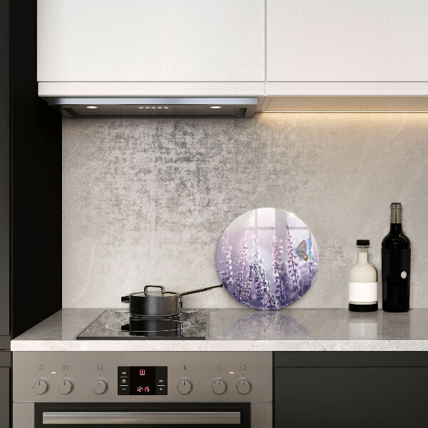 Skärbräda glas unik Vildblommor och fjäril