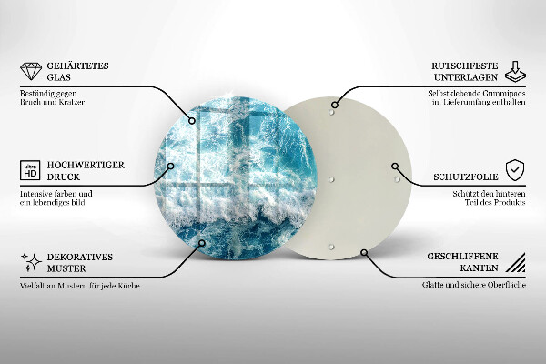 Skärbräda glas unik Havsvattenvågor