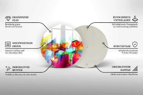 Skärbräda glas unik Målade blommor