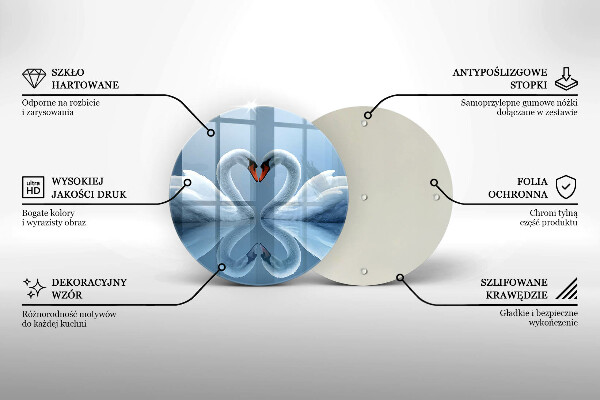 Skärbräda glas unik Två svanhjärtan