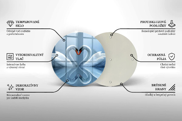 Skärbräda glas unik Två svanhjärtan
