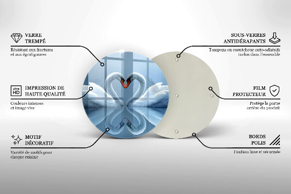 Skärbräda glas unik Två svanhjärtan