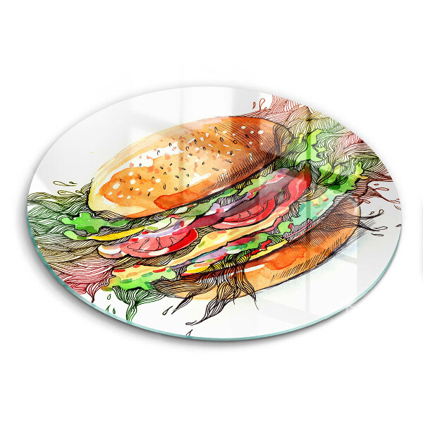 Skärbräda glas unik Hamburgerteckning