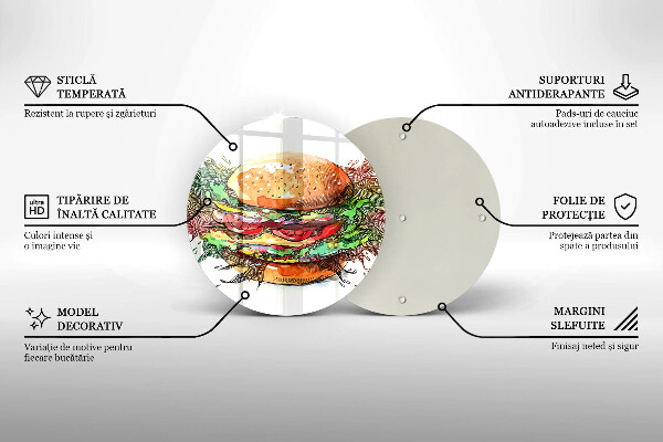 Skärbräda glas unik Hamburgerteckning