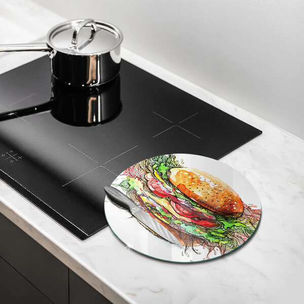 Skärbräda glas unik Hamburgerteckning