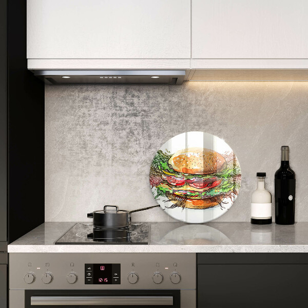 Skärbräda glas unik Hamburgerteckning
