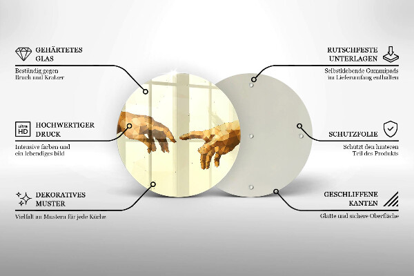 Skärbräda glas unik Skapandet av Adams händer